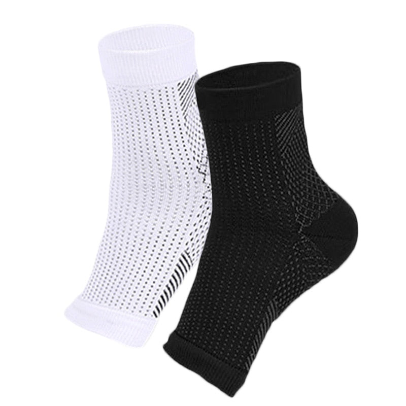 Plus Size S-2XL 2Pairs Socks Foot Compression Sleeve Anti Plantar Support Anklets Protector Basketball Soccer Ankle Relief Sock