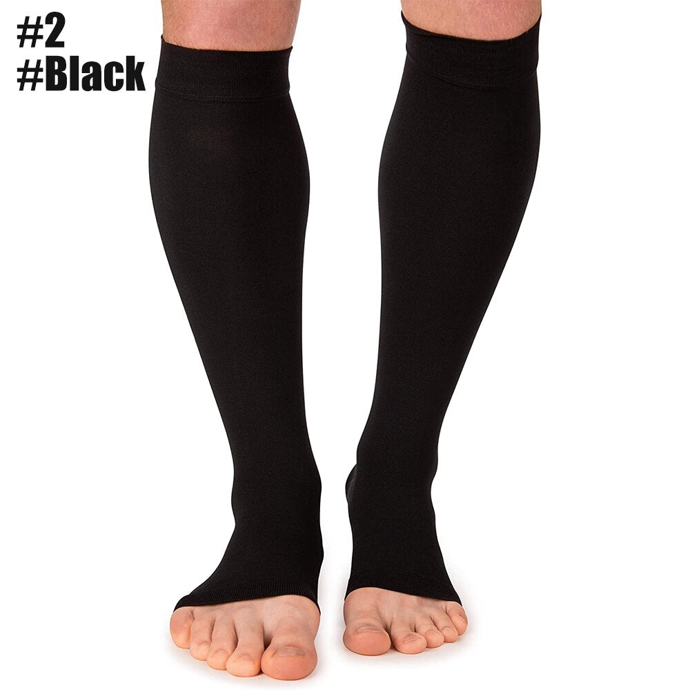 1Pair Plus Size S-7XL Running Athletics Compression Sleeves Leg Calf Men 30-40mmHg Toeless Stockings Medical Varicose Veins Sock