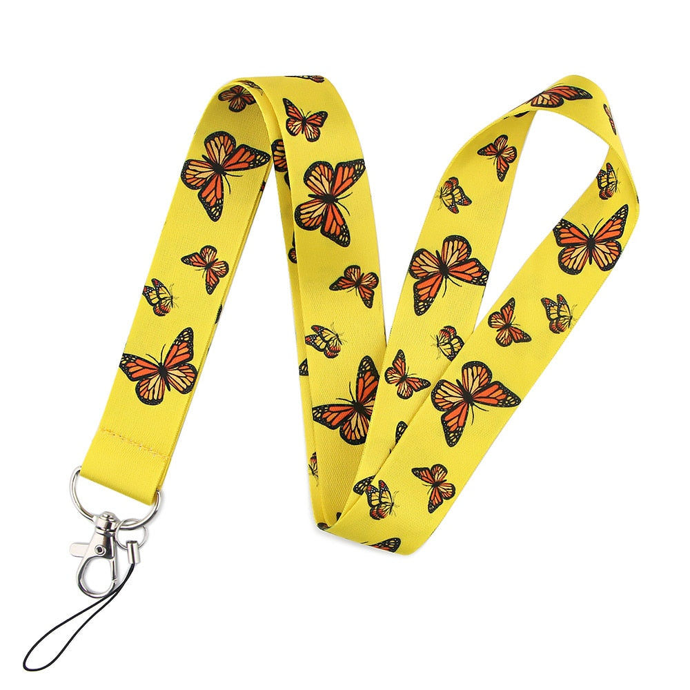 Wholesale Monarch Butterfly Lanyard Business Credit Card Holder Neck Strap Keychain Hang Rope ID Badge Holder Lariat Lasso