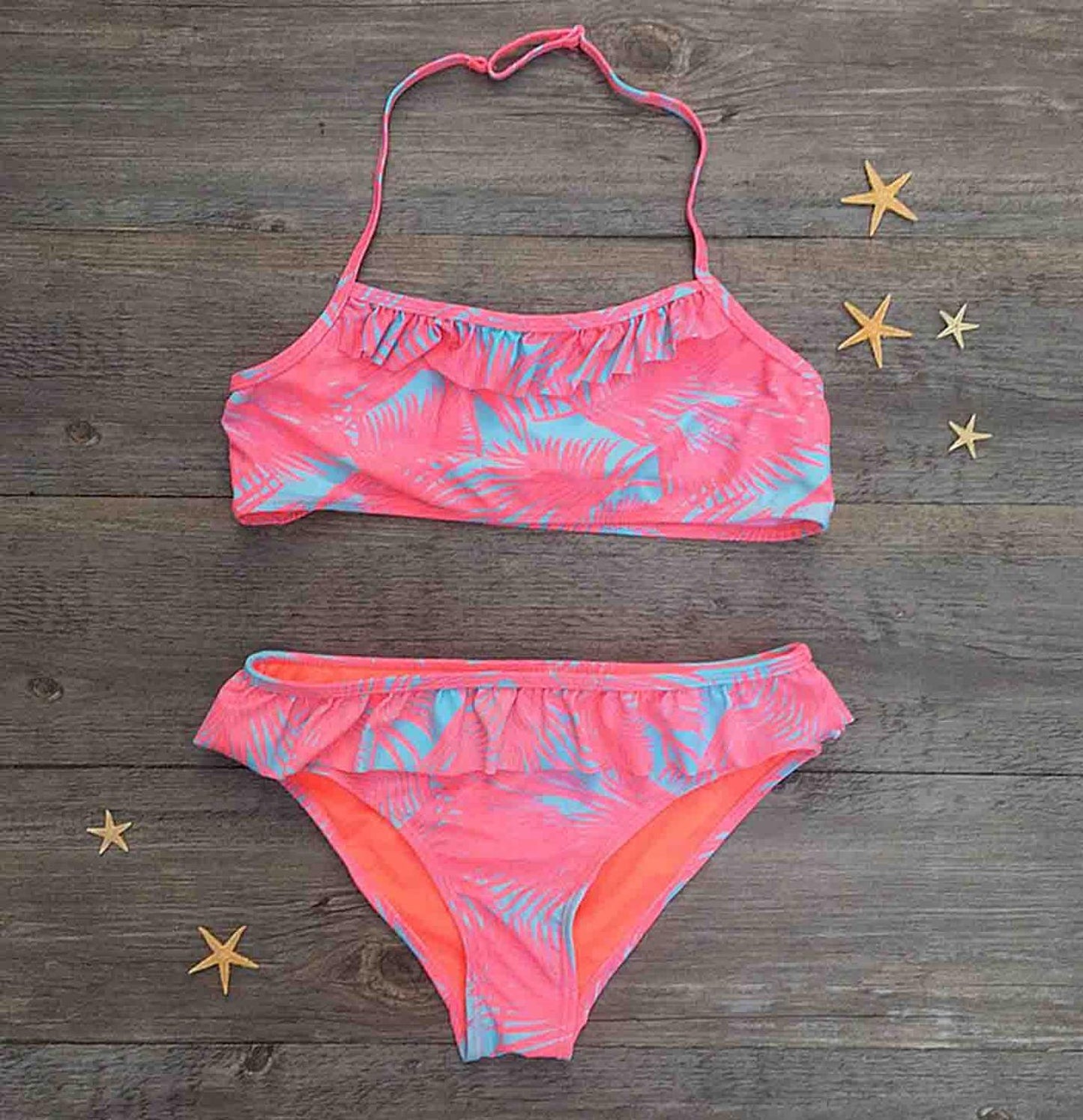 Girls Swim Two-piece Suits Bikinis Print With Flower Girl Bikini Set Swimsuit Children Swimwear Kids Bathing Suit Girl Beachwear