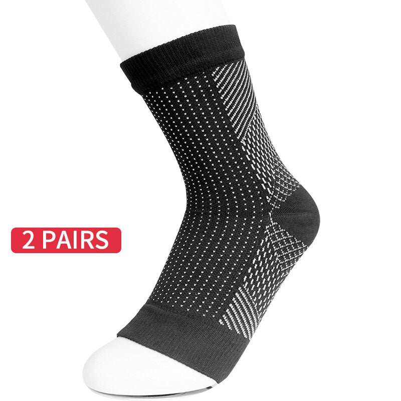 Plus Size S-2XL 2Pairs Socks Foot Compression Sleeve Anti Plantar Support Anklets Protector Basketball Soccer Ankle Relief Sock