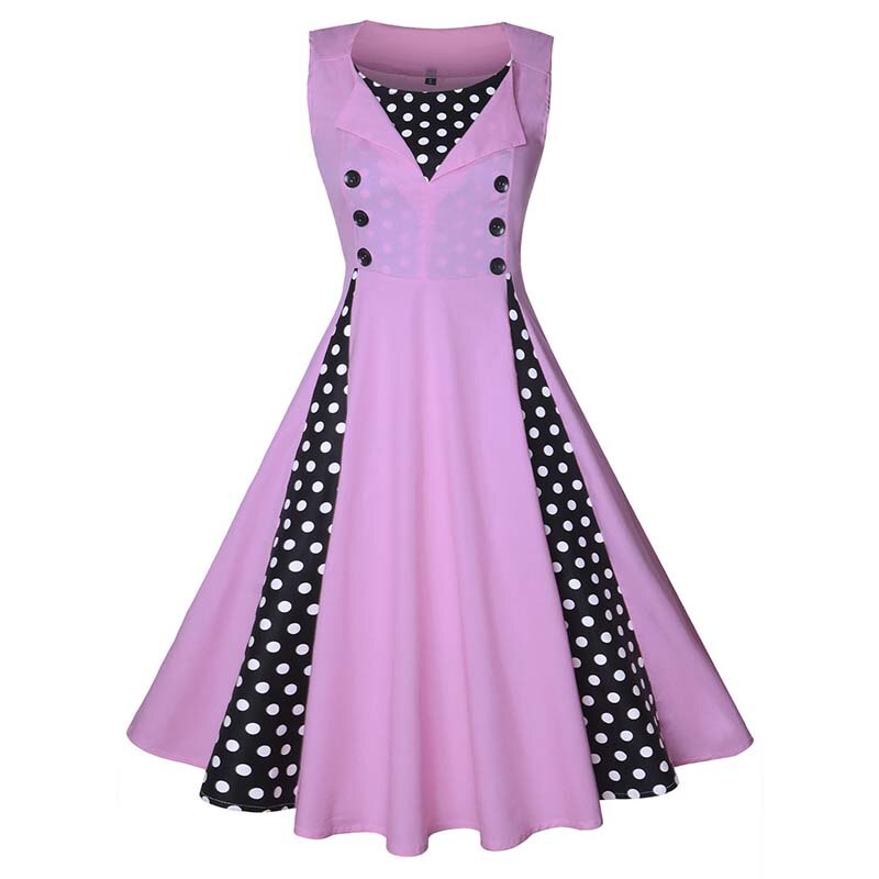 S-5XL Women Robe Retro Vintage Dress 50s 60s Rockabilly Dot Swing Pin Up Summer Party Dresses Elegant Tunic Vestidos Casual