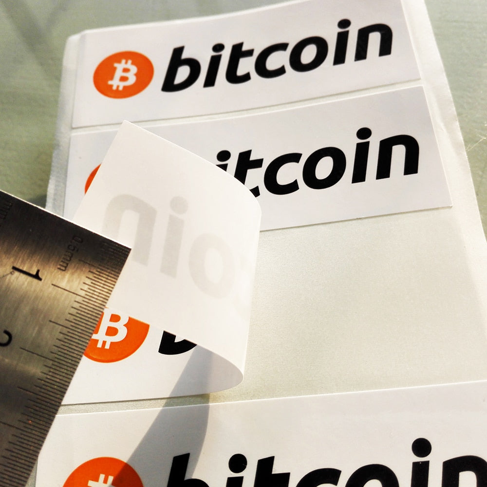 160pcs 8x3cm Bitcoin Logo Label Glossy Art Paper Stickers Surface Laminated Cryptocurrency Fans Publicity Shops BTC Promotion