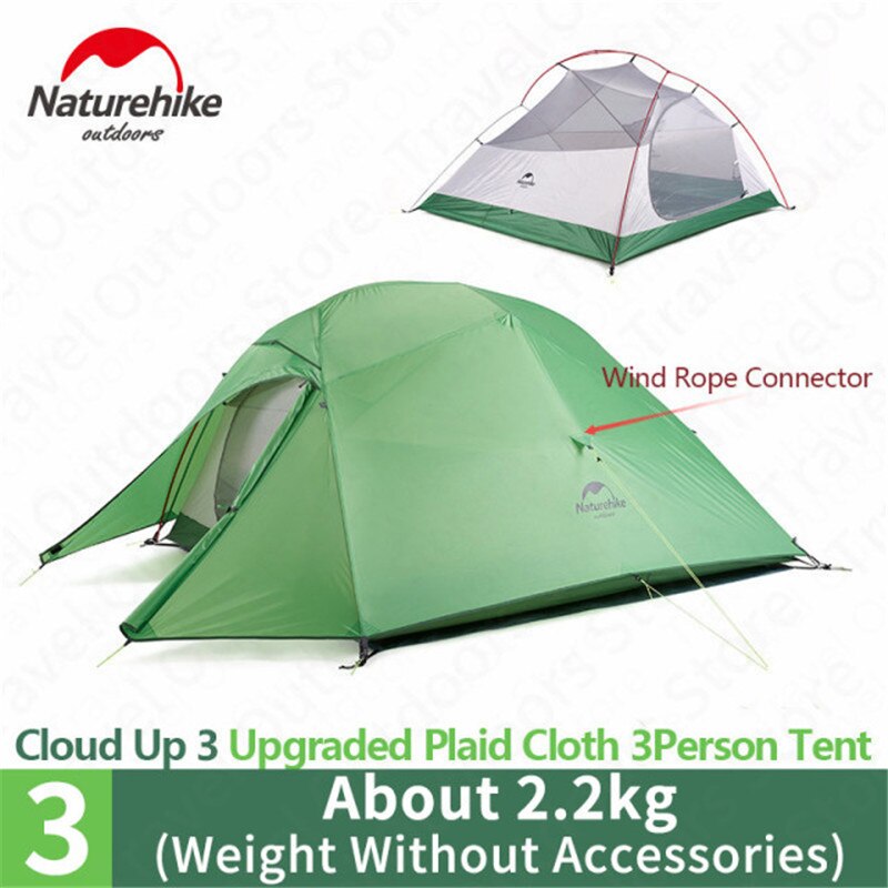 Naturehike tent Upgrade Cloud Up 1 2 3 Persons Camping Tent Outdoor 20D Silicone Ultralight Tent With Free Mat NH17T001-T