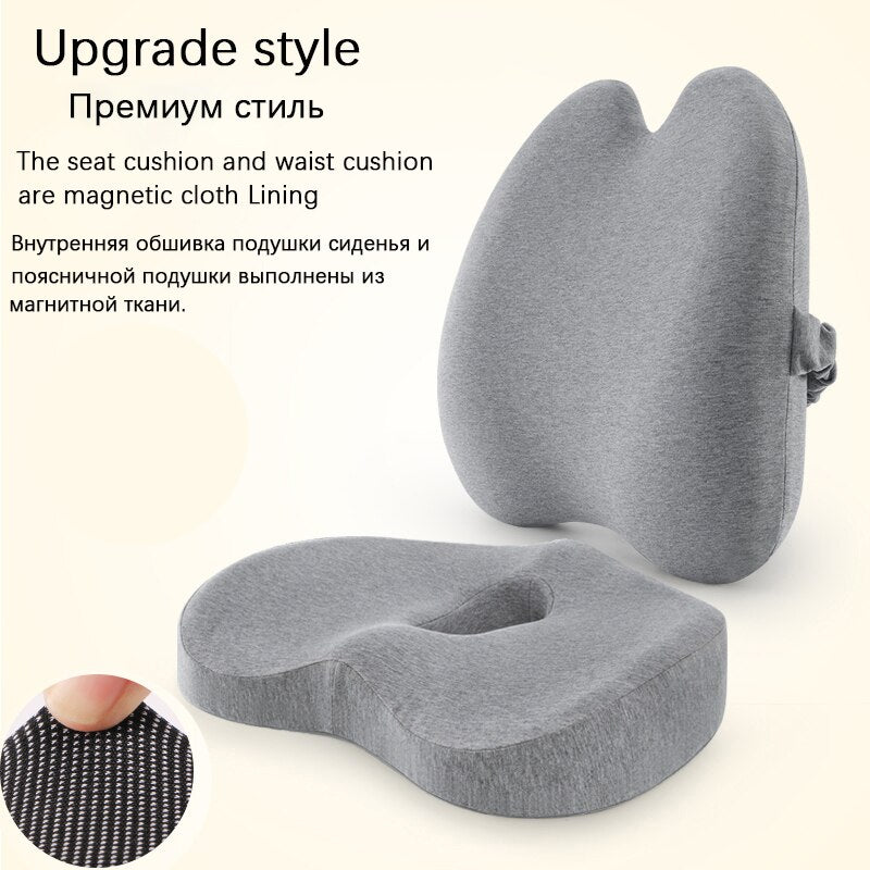 Memory Foam Lumbar Cushion Orthopedic Pillow Office Chair Cushion Support Waist Back Pillow Sets Car Seat Cushion Hips Massager