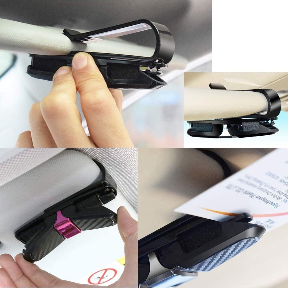 Car Glasses Case Auto Sun Visor Glasses Holder Sunglasses Clip Card Ticket Holder Pen Case Clip Box Universal Accessories