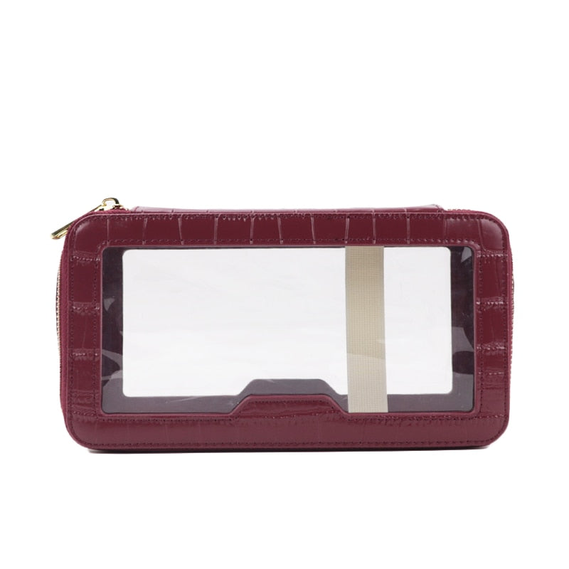 Customized Genuine Leather Travel Cosmetic Bag Fashion Waterproof Toiletry Bag New Makeup Storage Bag Clear Pvc Cosmetic Bag