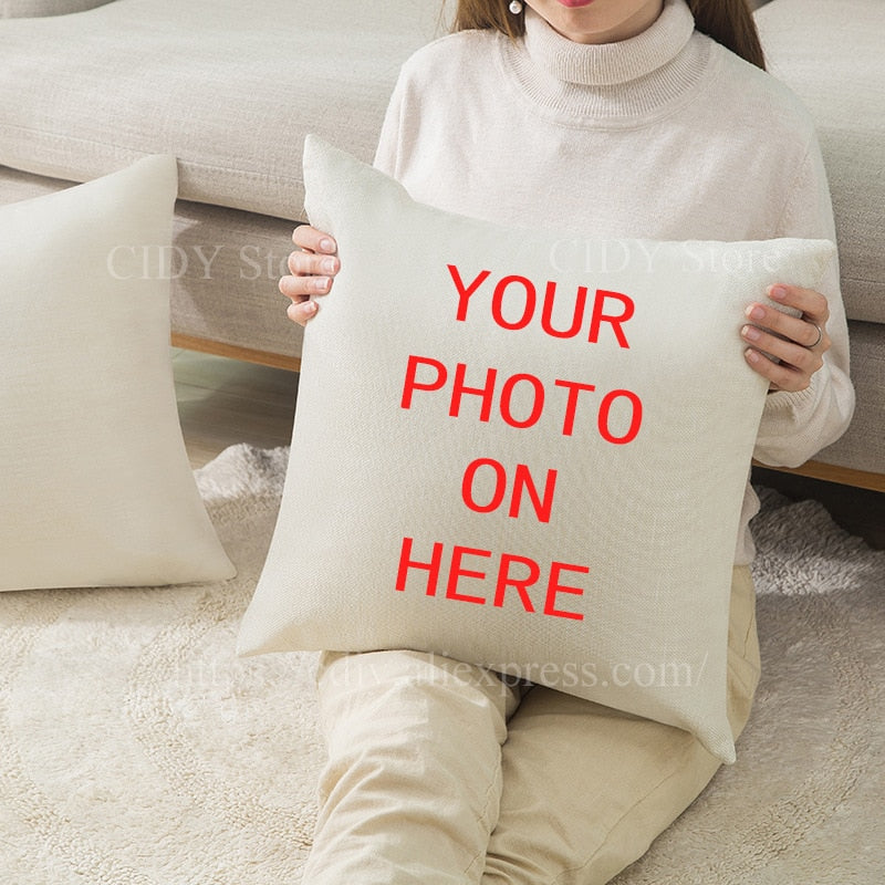 Custom Photos Cushion Covers DIY Logo Personalized Pillowcase Family Photos Printing Pillow Cover Baby Kids Wedding Pets Photos