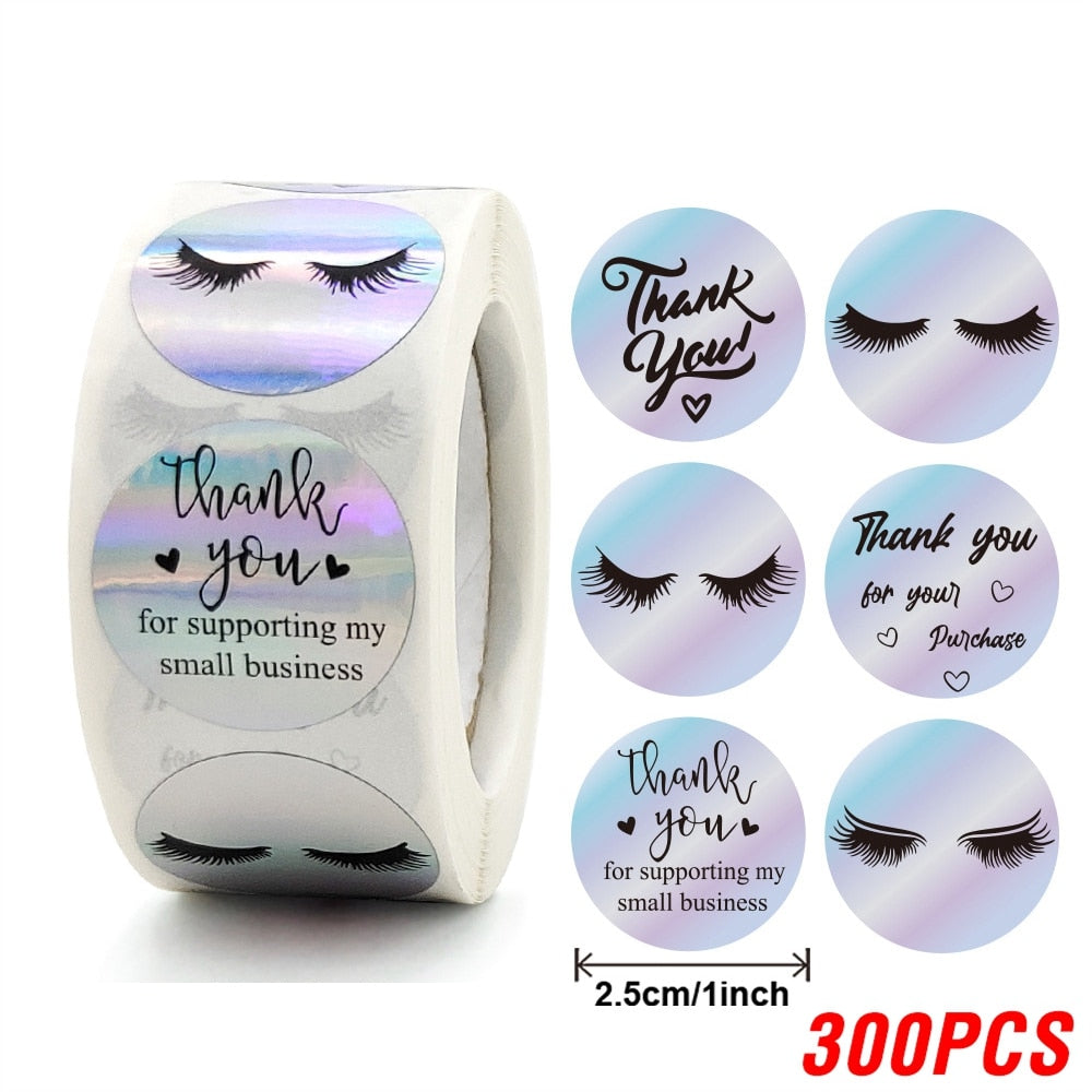 100-500pcs Rainbow Laser Thank You Stickers 1inch Small Business Stickers  Adhesive Labels for Boutiques Wrapping Supplies