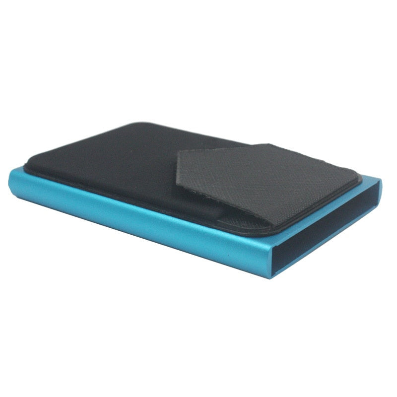 Slim Aluminum Wallet With Elasticity Back Pouch ID Credit Card Holder Mini RFID Wallet Automatic Pop up Bank Card Case