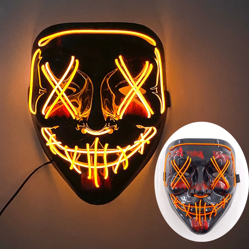 Wireless Halloween Neon Led Purge Mask Masquerade Carnival Party Masks Light Luminous In The Dark Cosplay Costume Supplies