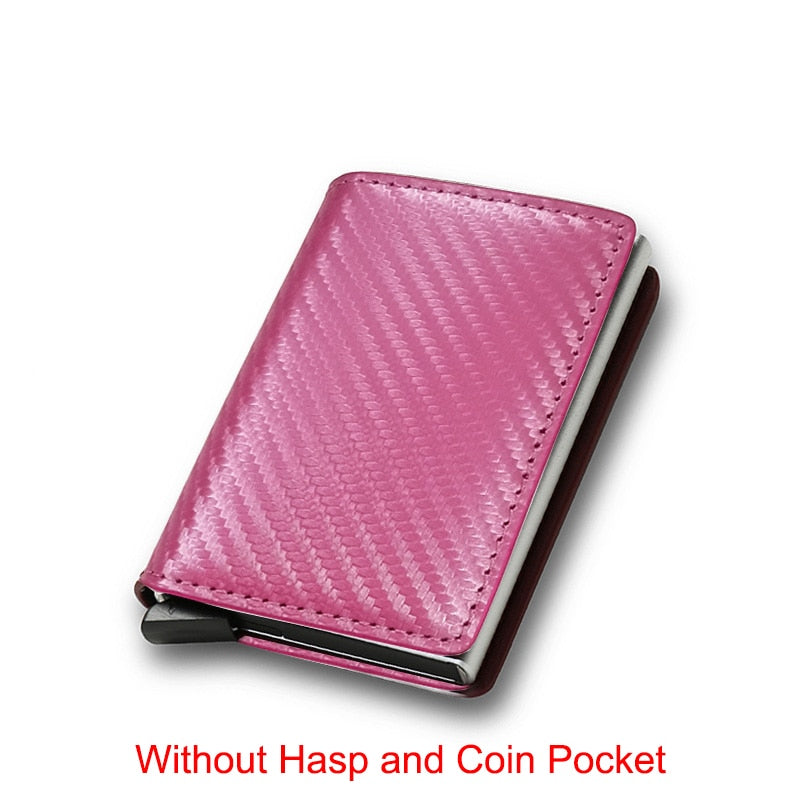 Carbon Fiber Rfid Card Holder Men Wallets Money Bag Zipper Coin Purse Small Leather Mini Slim Wallets Vallet Carteira Masculina