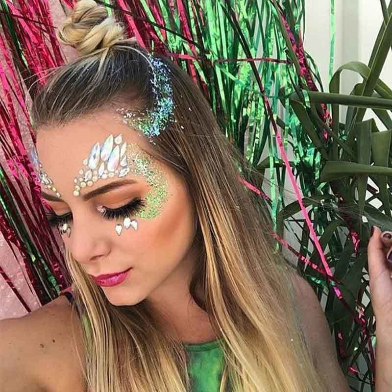 3D Acrylic Glitter Rhinestone Temporary Sexy Face Tattoo Sticker DIY Kids Holiday Party Masquerade Body Facial Jewelry Tattoo