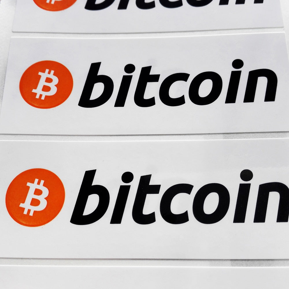 160pcs 8x3cm Bitcoin Logo Label Glossy Art Paper Stickers Surface Laminated Cryptocurrency Fans Publicity Shops BTC Promotion