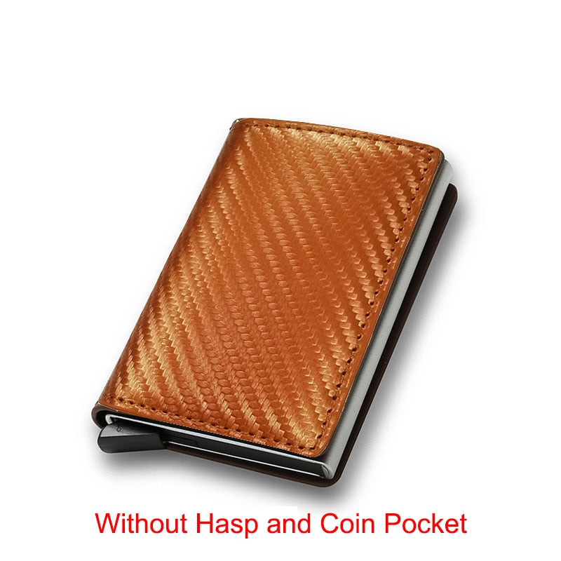 Carbon Fiber Rfid Card Holder Men Wallets Money Bag Zipper Coin Purse Small Leather Mini Slim Wallets Vallet Carteira Masculina