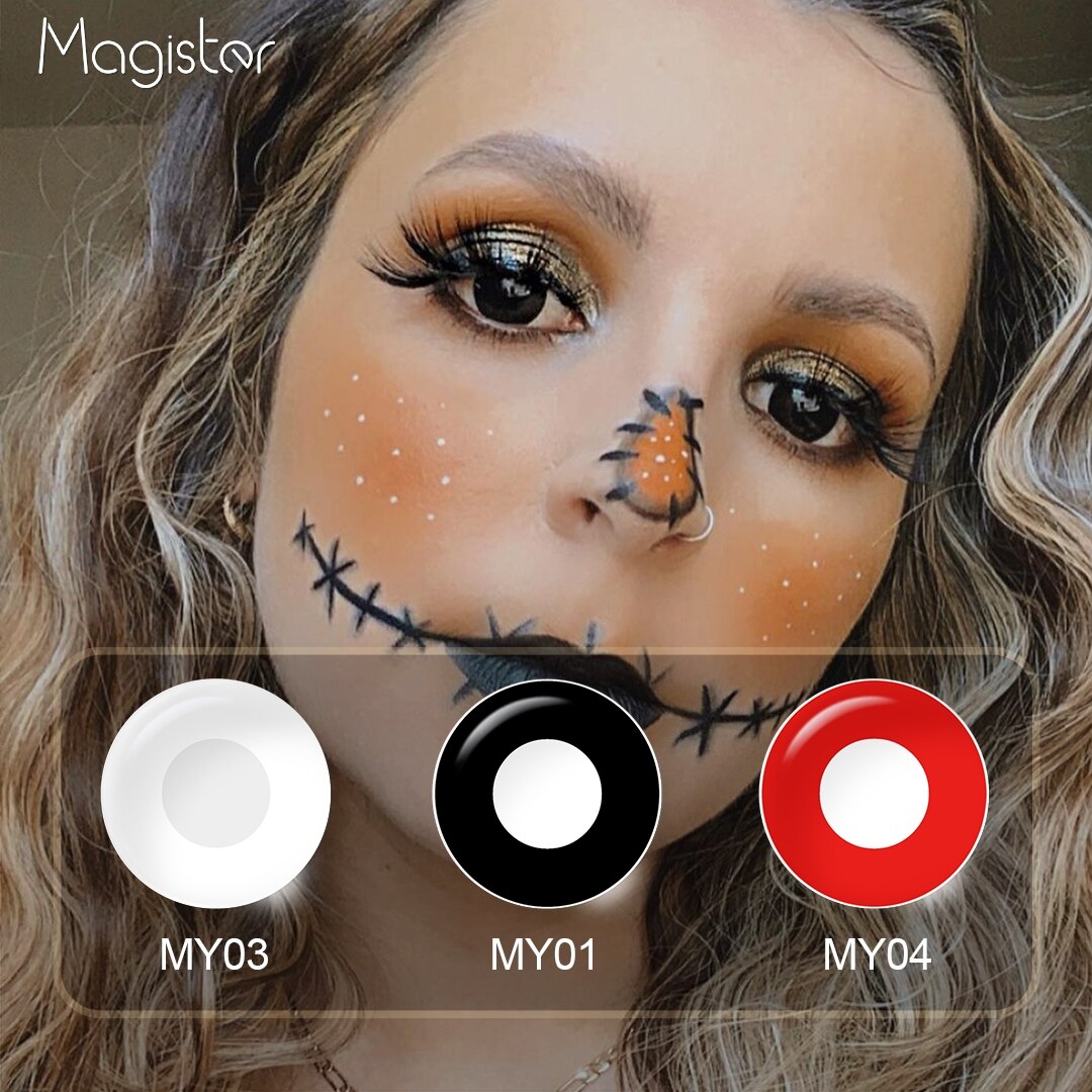 Halloween Contact Lenses Yearly Cosplay Anime Colored Contact Lenses White Contact Lenses For Eye Whiteout Lenses Cat Eyes Lens