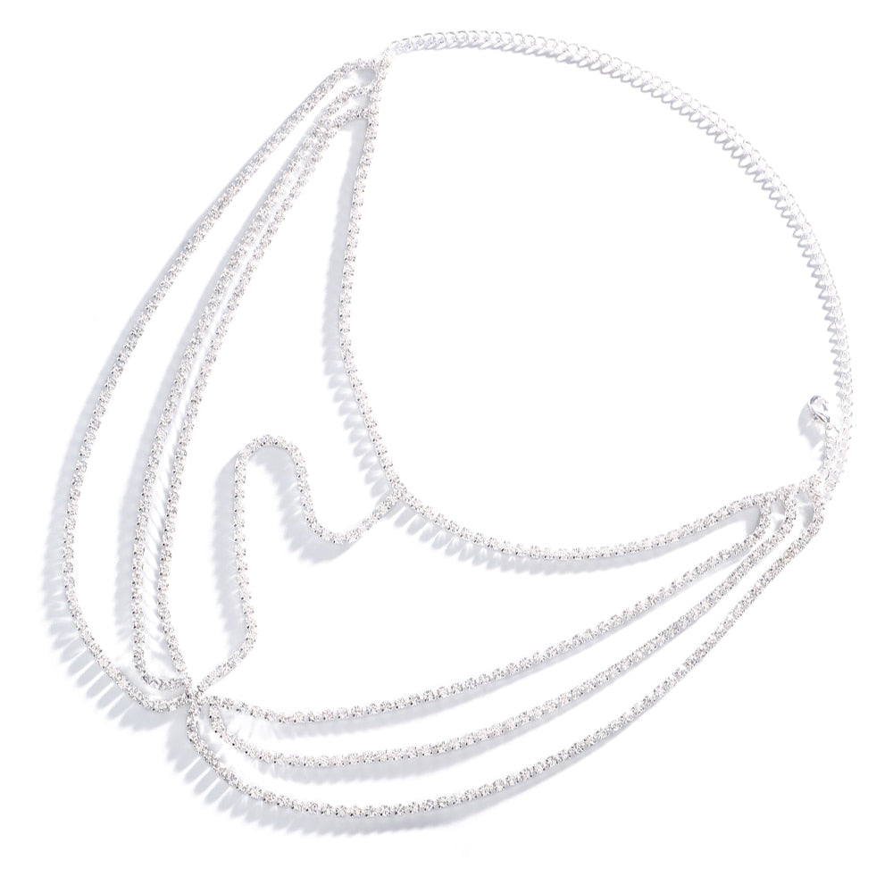 Layered Face Chain Mask Jewellery Decoration Accessories Hair Rhinestone Headdress Glitters Halloween Carnival Masks Women Gifts
