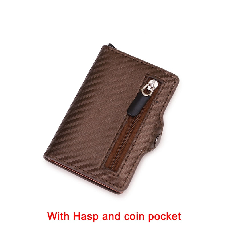 Carbon Fiber Rfid Card Holder Men Wallets Money Bag Zipper Coin Purse Small Leather Mini Slim Wallets Vallet Carteira Masculina