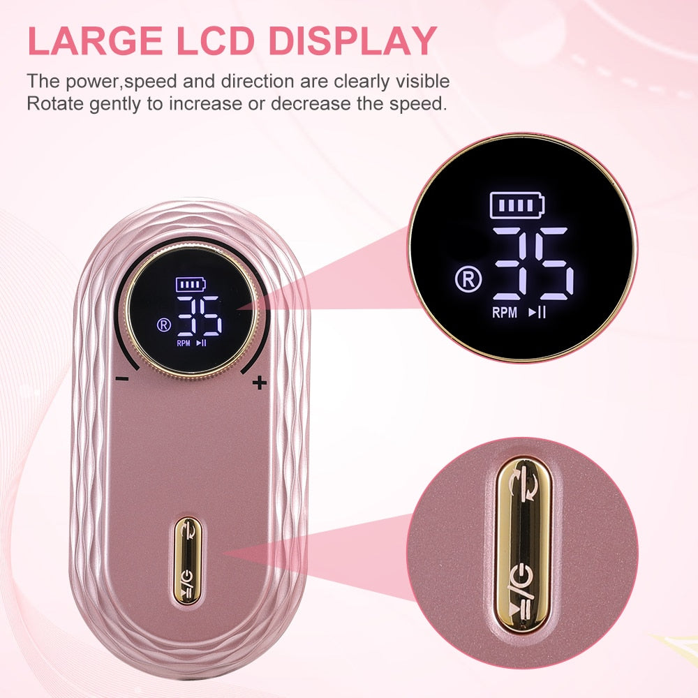 INBUTY 35000RPM Nail Drill Manicure Set Electric Nail Drill Machine Rechargeable Salon Gel Nail Polish Sander Professional Tool