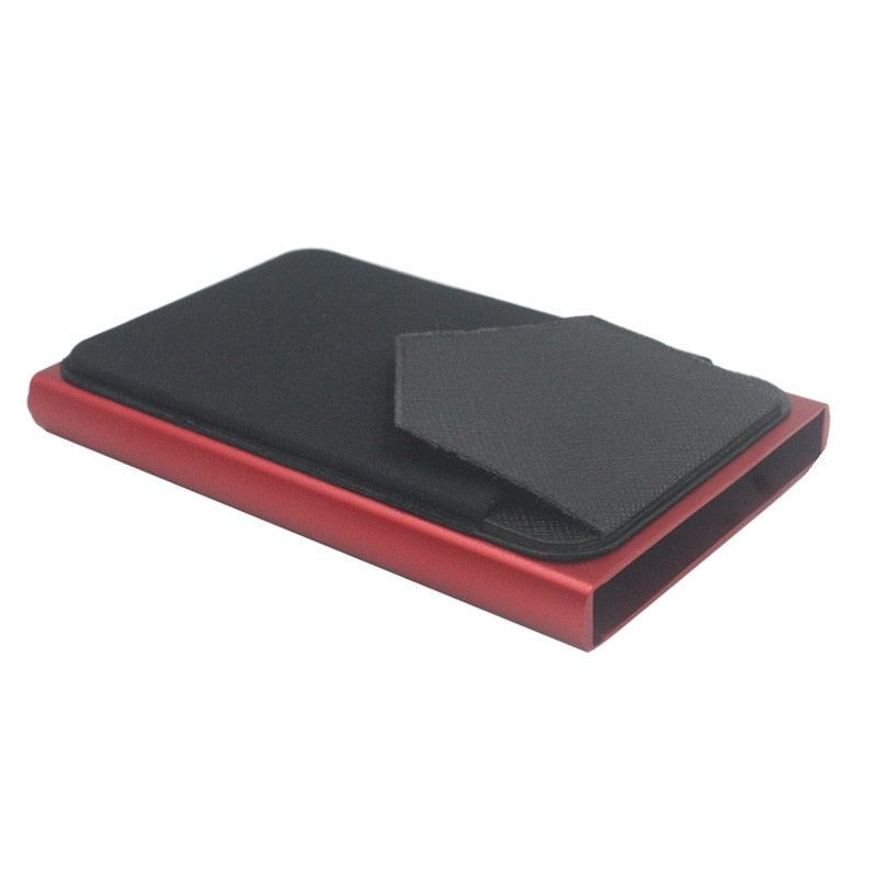 Slim Aluminum Wallet With Elasticity Back Pouch ID Credit Card Holder Mini RFID Wallet Automatic Pop up Bank Card Case