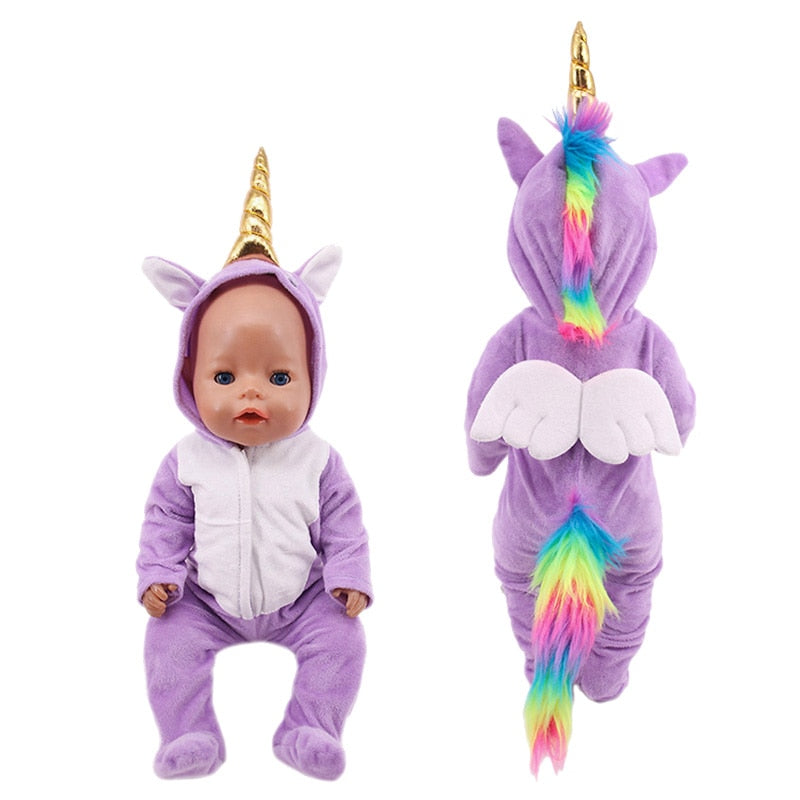 Doll Clothes Purple Series Dsinesy Unicorn Dress Doll Shoes For 18 Inch American&43m Reborn Baby Reborn New Born Doll Girl's Toy
