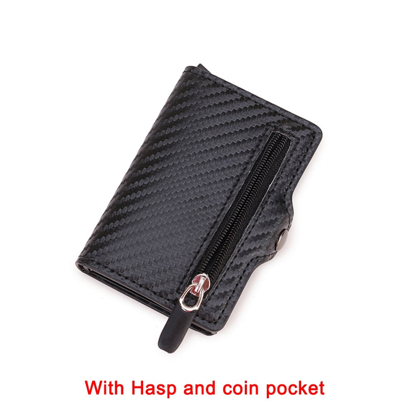 Carbon Fiber Rfid Card Holder Men Wallets Money Bag Zipper Coin Purse Small Leather Mini Slim Wallets Vallet Carteira Masculina