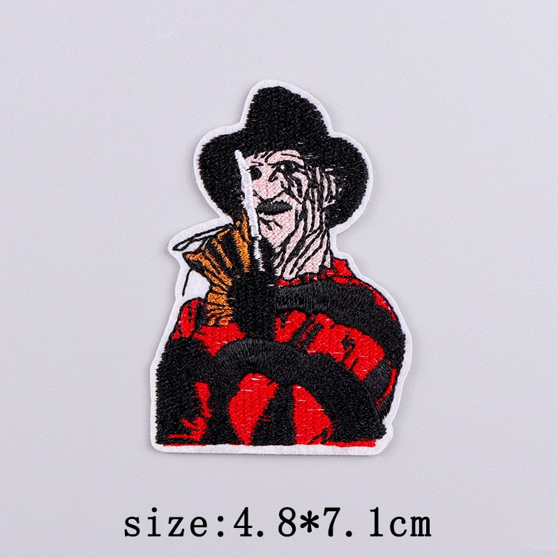 Horror Punk Embroidery Patch Iron On Patches For Clothing Embroidered Patches For Clothes Movie Role Fusible Patch Sticker Badge