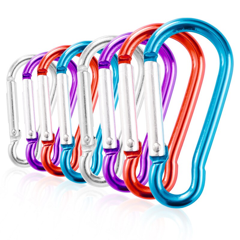 20Pcs Mini Carabiner Keychain Alluminum Alloy D-ring Buckle Spring Snap Clip Hooks Keychain Carabiner for Keys Camping Tools