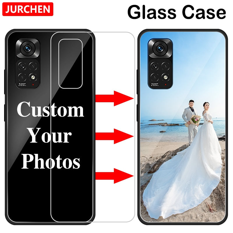 Custom Photo Glass Leather Case For Xiaomi Redmi 9C 10C 9A 9AT 10A 10X Note 9 9S 9T 10S 7 Mi 12T Poco X3 F1 F2 C3 NFC Pro Max 5G