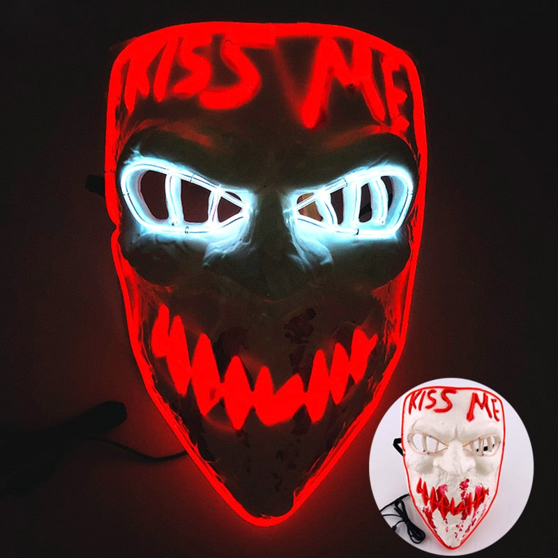 Wireless Halloween Neon Led Purge Mask Masquerade Carnival Party Masks Light Luminous In The Dark Cosplay Costume Supplies