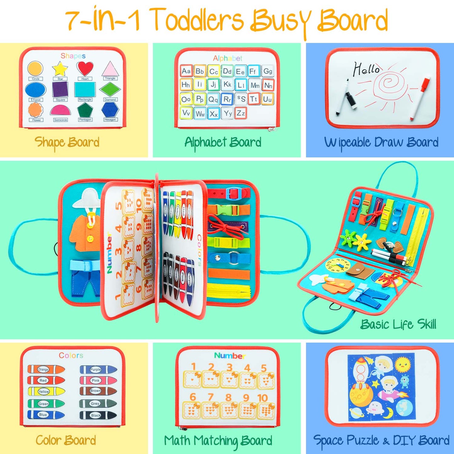 Toddler Busy Board Preschool Children Intelligence Learning Toys Sensory Montessori Board Baby Early Educational Toys