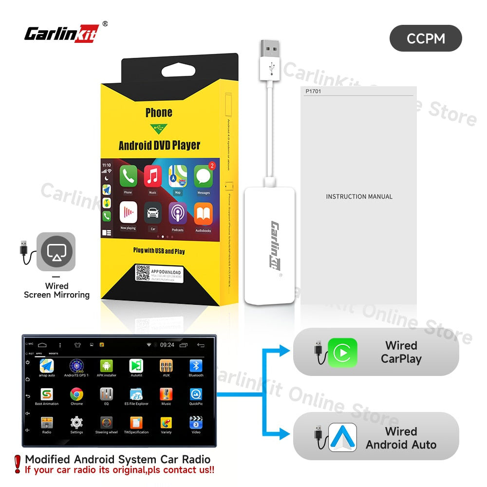 Carlinkit Wired/Wireless CarPlay Wireless Android Auto Dongle Mirror For Modify Android Screen Car Ariplay  Smart Link IOS 14 15