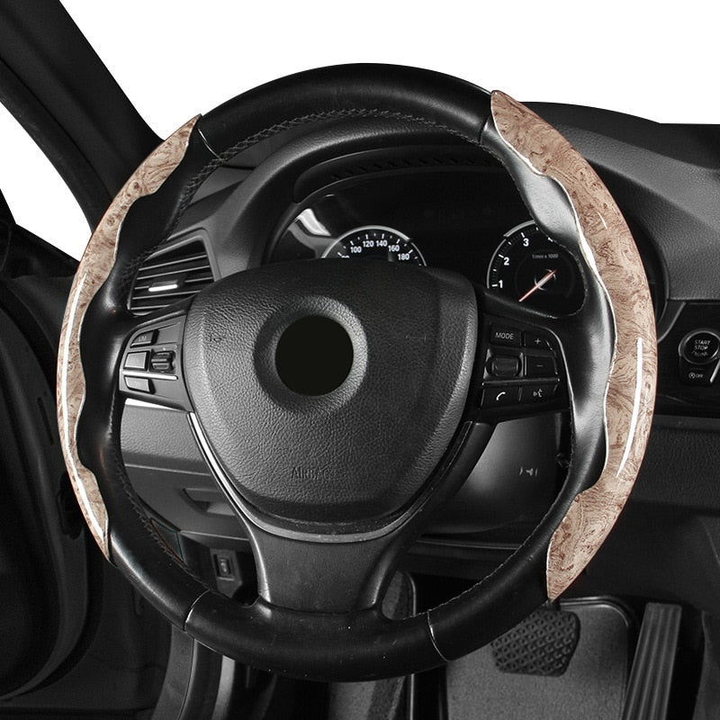 2 Halves Car Steering Wheel Cover 38cm 15inch Carbon Fiber Silicone Steering Wheel Booster Cover Auto Anti-skid Accessories