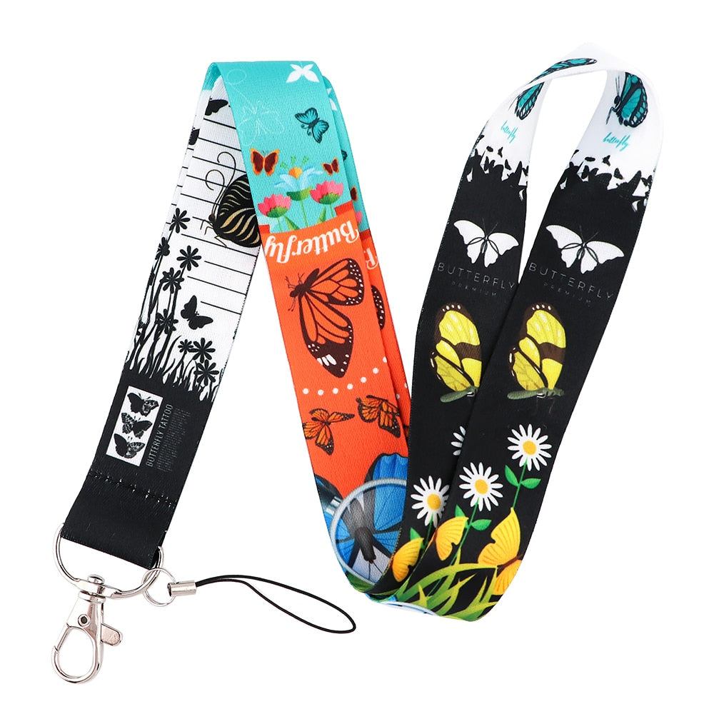 Wholesale Monarch Butterfly Lanyard Business Credit Card Holder Neck Strap Keychain Hang Rope ID Badge Holder Lariat Lasso