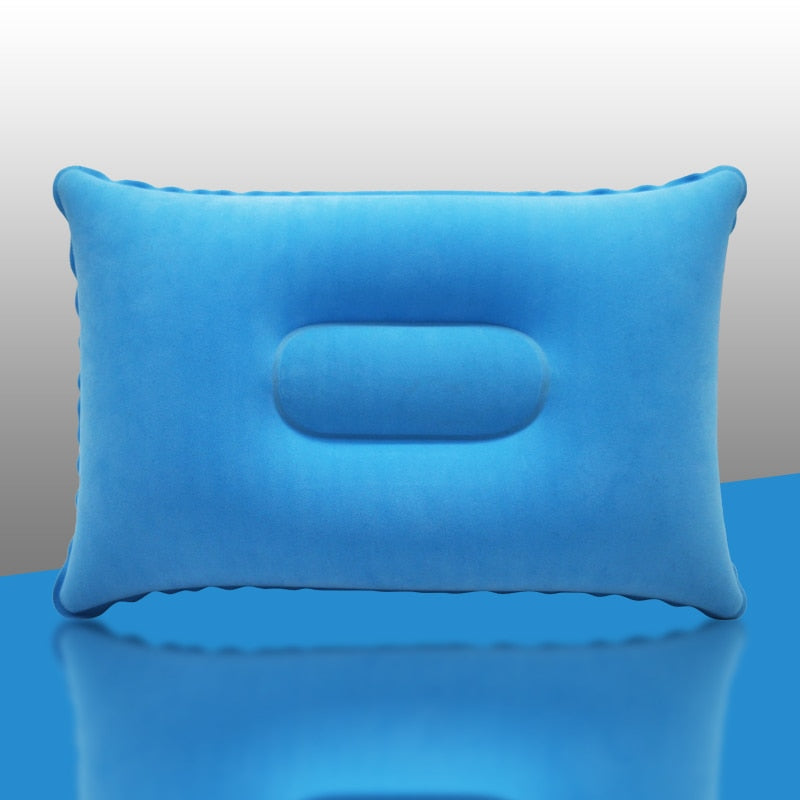 Inflatable Air Pillow Bed Sleeping Camping Pillow PVC Nylon Neck Stretcher Backrest Pillow for Travel Plane Head Rest Support