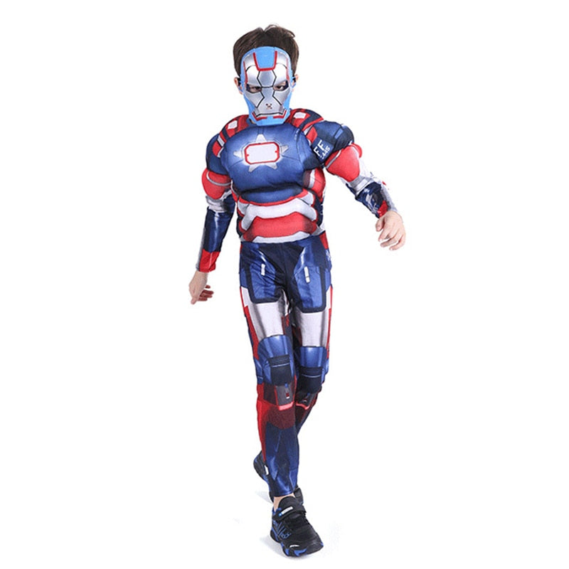 Marvel Superhero Spider Man Captain America Iron Man Thor Hulk Cosplay Costume Muscle Bodysuit Jumpsuit for Kids Halloween Party