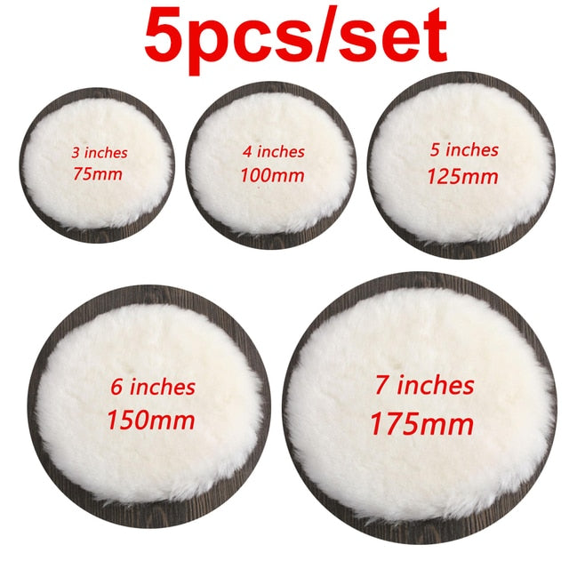 5 Sizes 75-180mm Wool Polishing Disc Car Waxing Polishing Buffing Car Paint Care Polisher Pads Auto Washing Accessories