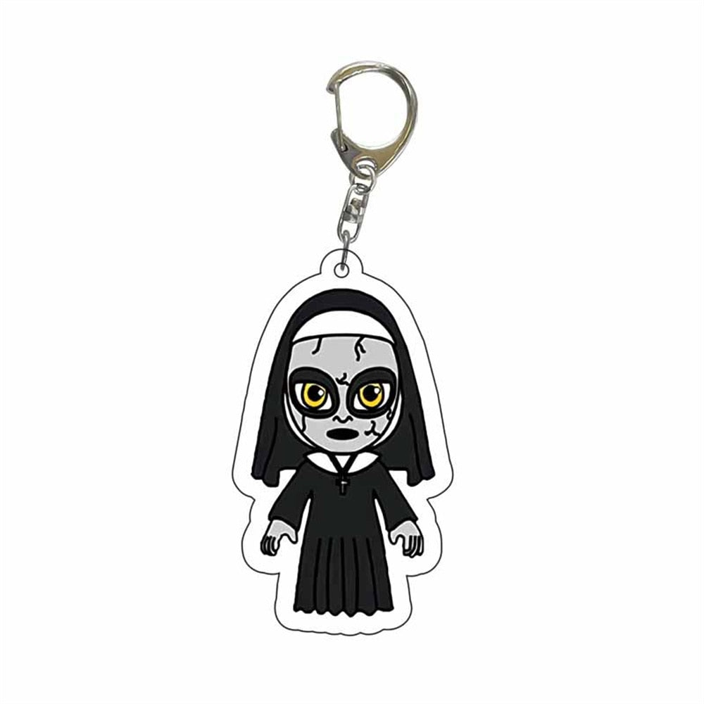 New Women Men Arcylic Keychain Horror Movie Scream Clown The Nun Ripper Acrylic Pendant Keyring Jewelry Christmas Gifts