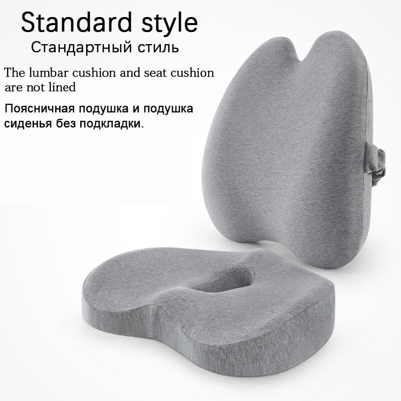 Memory Foam Lumbar Cushion Orthopedic Pillow Office Chair Cushion Support Waist Back Pillow Sets Car Seat Cushion Hips Massager