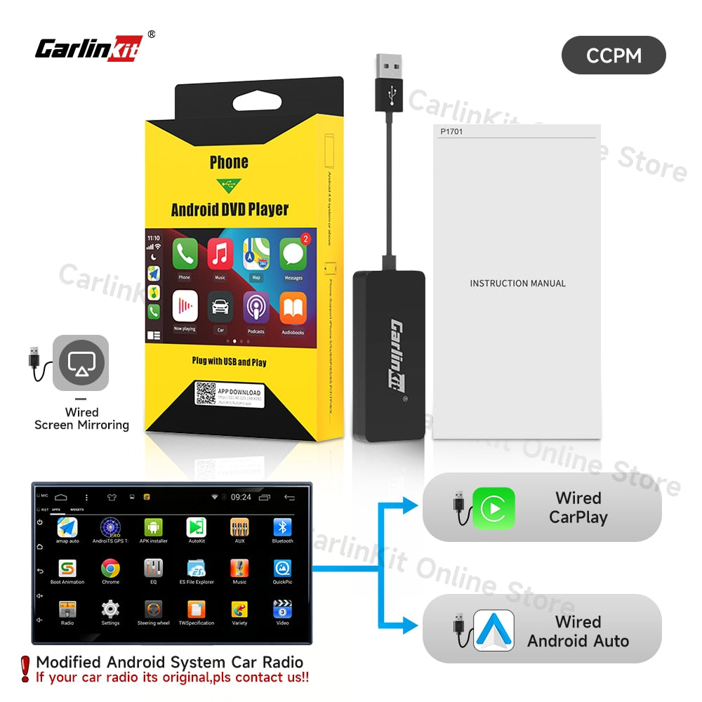 Carlinkit Wired/Wireless CarPlay Wireless Android Auto Dongle Mirror For Modify Android Screen Car Ariplay  Smart Link IOS 14 15