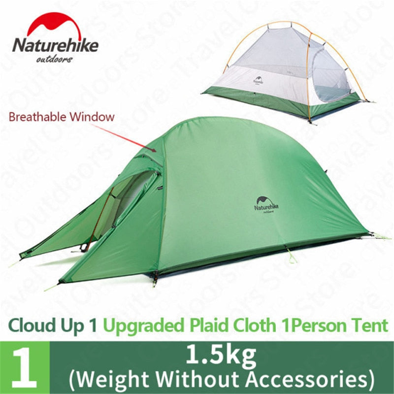 Naturehike tent Upgrade Cloud Up 1 2 3 Persons Camping Tent Outdoor 20D Silicone Ultralight Tent With Free Mat NH17T001-T