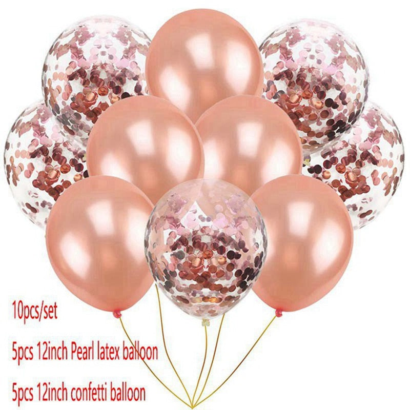 10pcs Multi Rose Gold Heart Foil Balloons Helium Balloon Kids Birthday Party Decorations Wedding Balloons Baby Shower Supplies