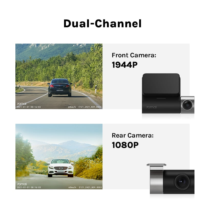 70mai Dash Cam Pro Plus A500S 1944P ADAS GPS Camera 70mai A500S Car DVR 24H Parking Support Rear Interior Cam 140FOV Recorder