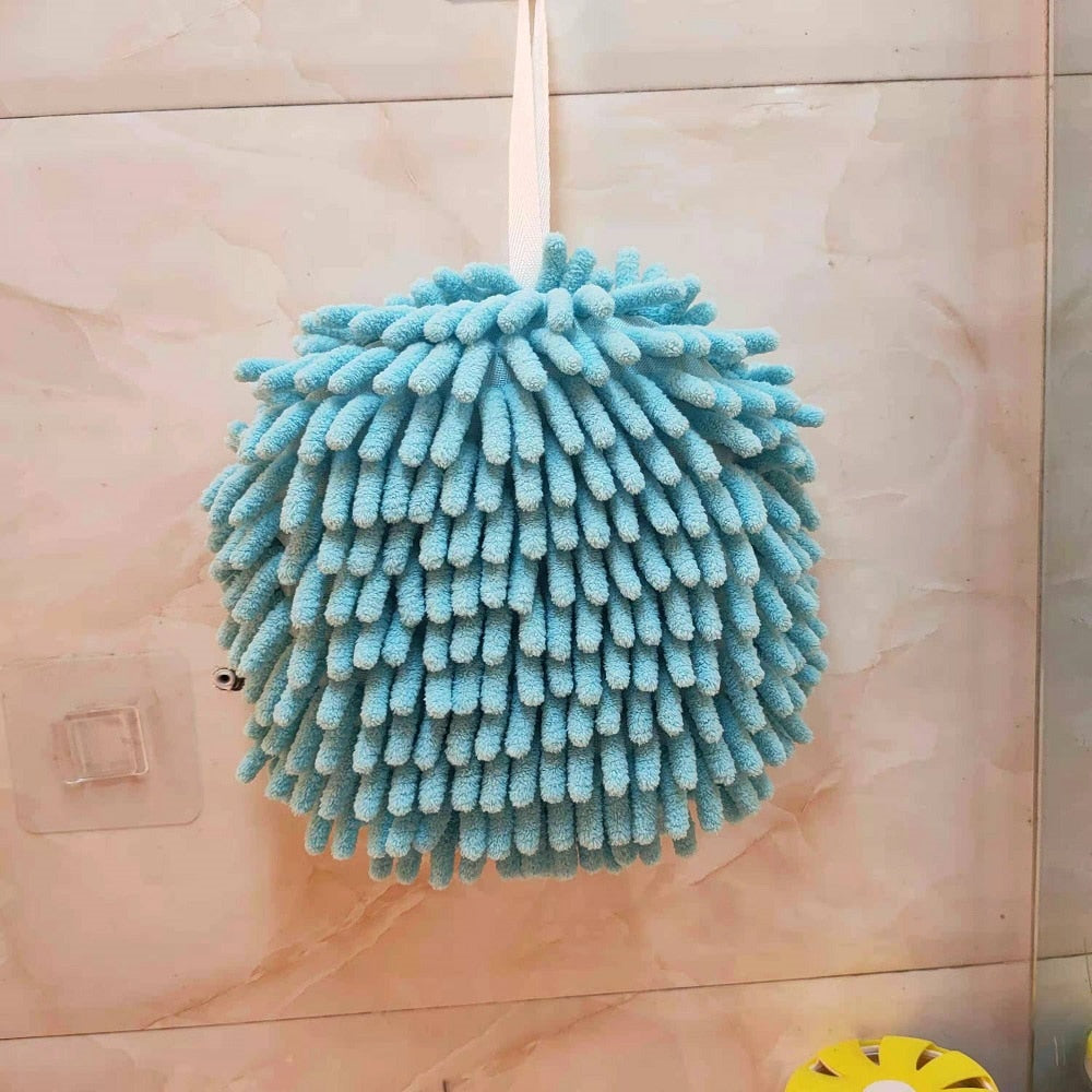 Chenille Hand Towels Kitchen Bathroom Hand Towel Ball with Hanging Loops Quick Dry Soft Absorbent Microfiber Towels