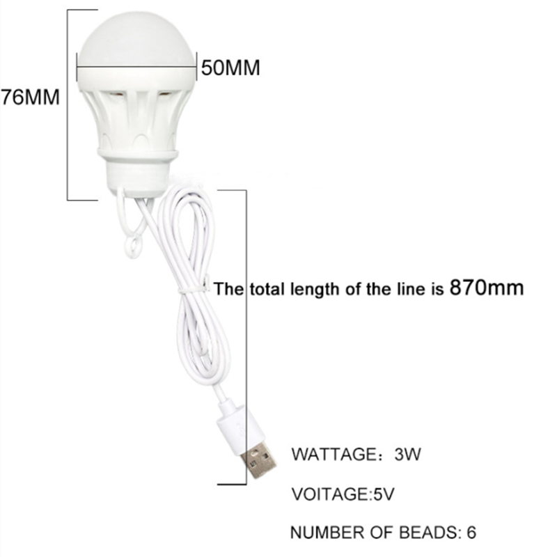 LED Lantern Portable Camping Lamp Mini Bulb 5V USB Power Book Light Reading Student Study Table Lamp Super Birght for Outdoor