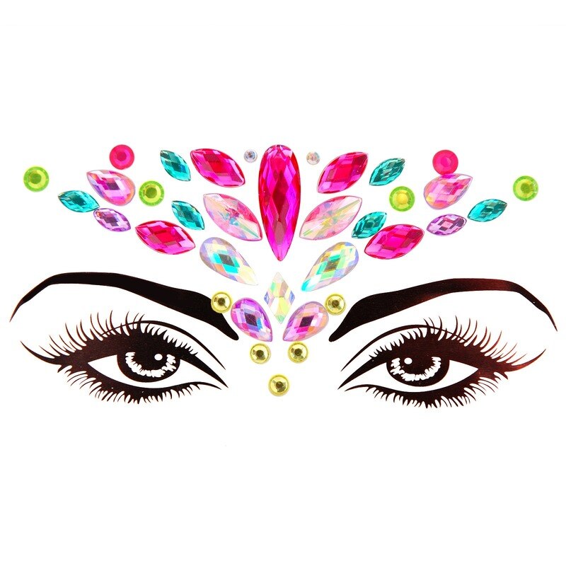 3D Acrylic Glitter Rhinestone Temporary Sexy Face Tattoo Sticker DIY Kids Holiday Party Masquerade Body Facial Jewelry Tattoo