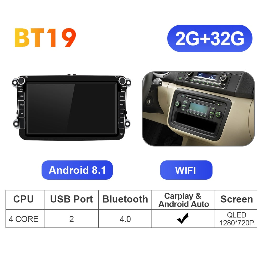 Isudar T72 2 Din Car Multimedia player Android 10 For VW/Volkswagen/POLO/PASSAT B6/B7/Golf/Tiguan/Skoda GPS Car Radio Audio Auto