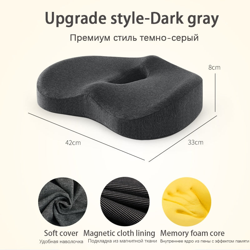 Memory Foam Lumbar Cushion Orthopedic Pillow Office Chair Cushion Support Waist Back Pillow Sets Car Seat Cushion Hips Massager