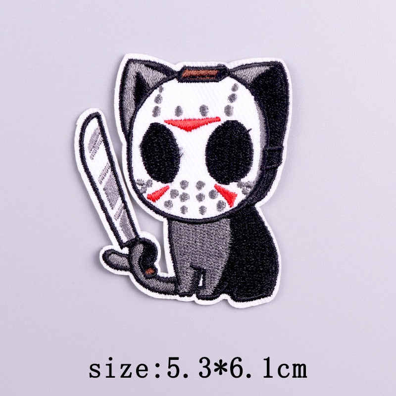 Horror Punk Embroidery Patch Iron On Patches For Clothing Embroidered Patches For Clothes Movie Role Fusible Patch Sticker Badge