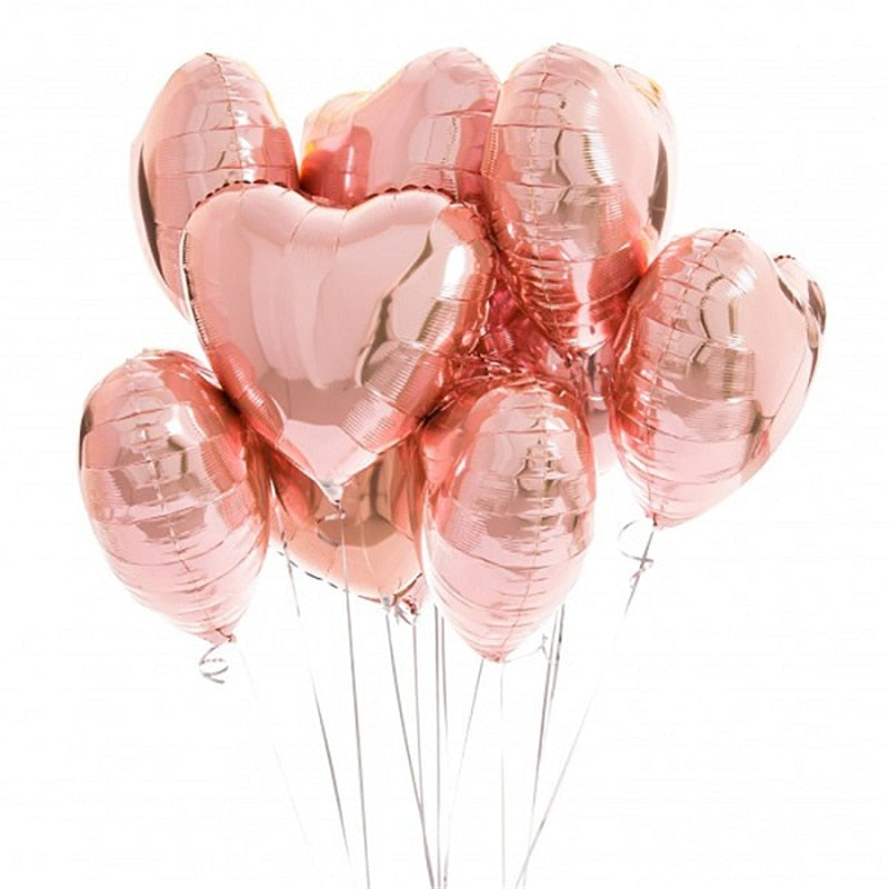 10pcs Multi Rose Gold Heart Foil Balloons Helium Balloon Kids Birthday Party Decorations Wedding Balloons Baby Shower Supplies